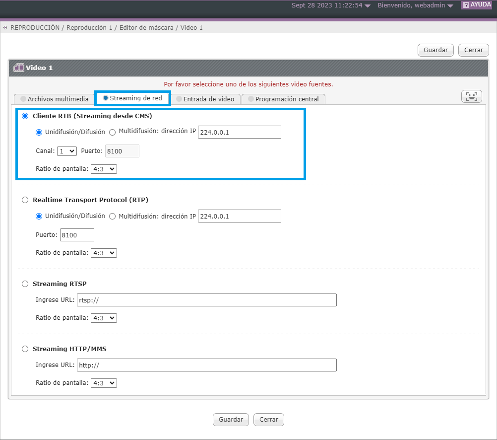 Configuración del cliente RTB