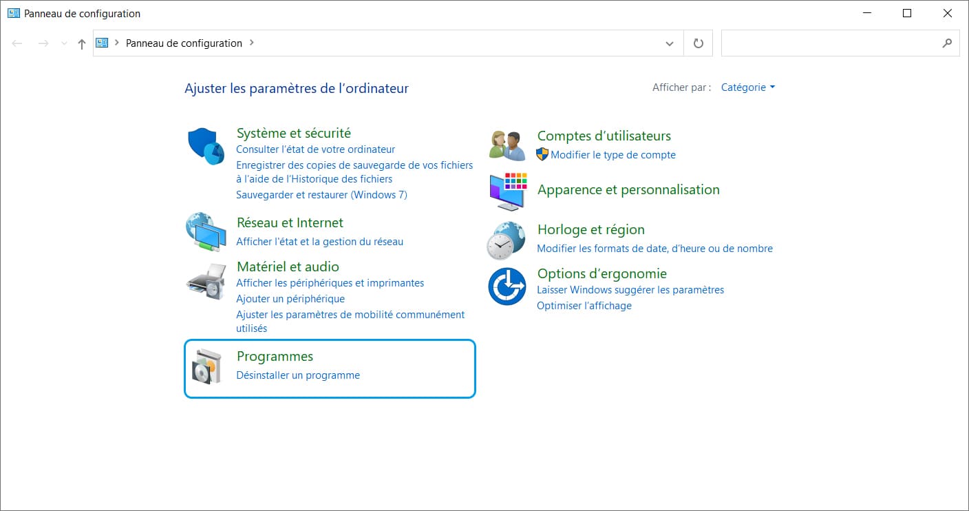 Panneau de configuration SMB