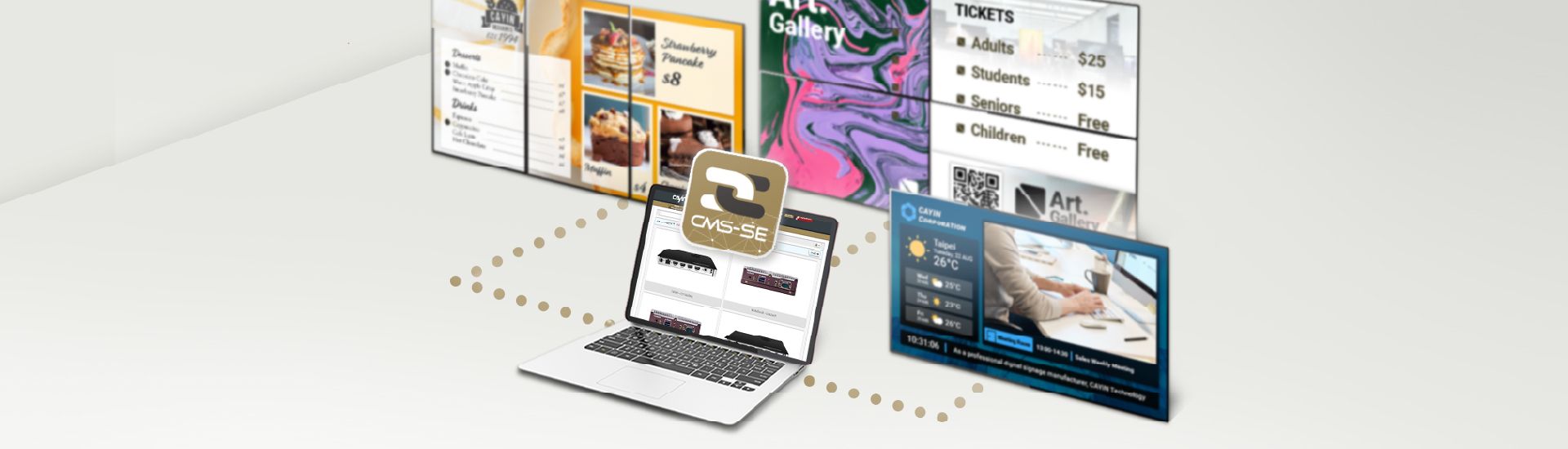 CMS-SE digital signage server managing up to 4,000 SMP players across a large-scale multi-server network